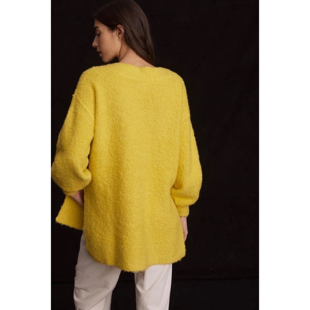 Anthropologie Pilcro V-Neck Teddy Sweater Yellow XS Oversized Tunic Pullover - Picture 5 of 12